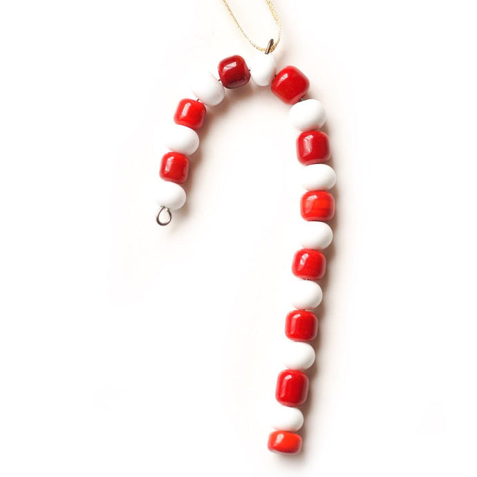 Lampwork Candy Cane 115mm x 50mm Red & Whtie - Affordable Jewellery Supplies