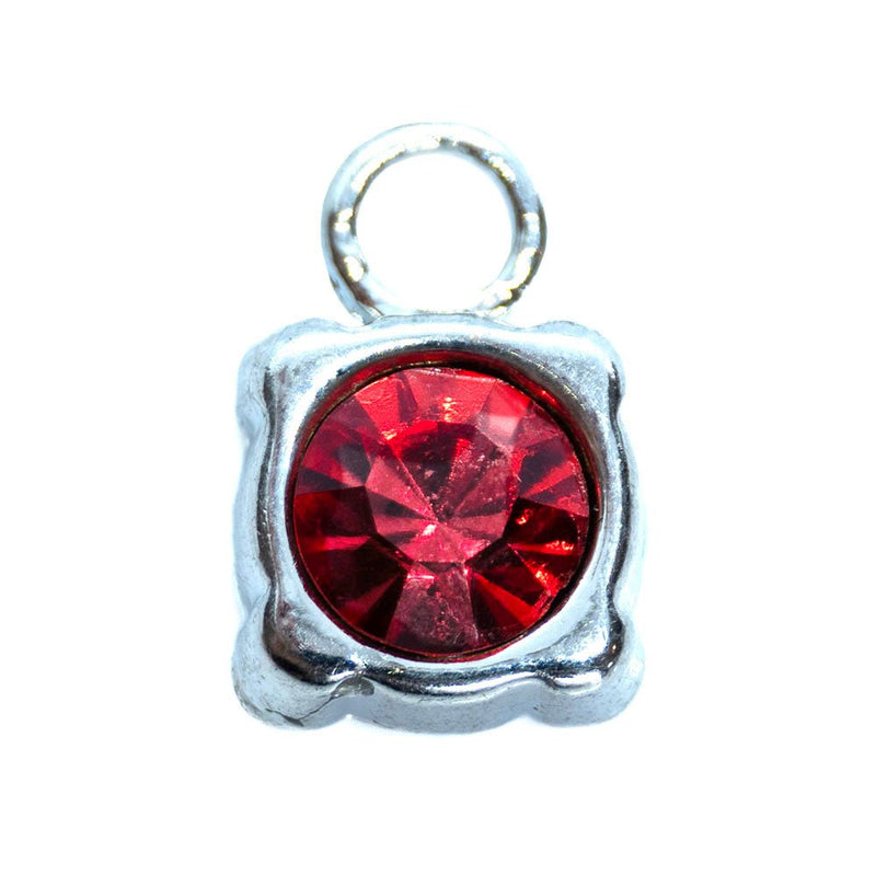 Load image into Gallery viewer, Rhinestone Square Pendant Charm 12mm x 7mm Light Siam - Affordable Jewellery Supplies
