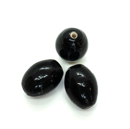Lampwork Glass Oval Bead 14mm x 10mm Black - Affordable Jewellery Supplies