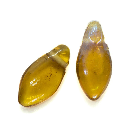 Indian Glass Lampwork Teardrop Bead 25mm Topaz AB - Affordable Jewellery Supplies