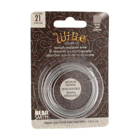 Beadsmith Square Wire 21 Gauge/0.71mm 3.6m Titanium - Affordable Jewellery Supplies