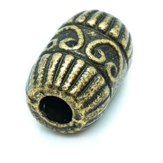 Fancy Tube bead 11mm x 8mm Antique Brass - Affordable Jewellery Supplies