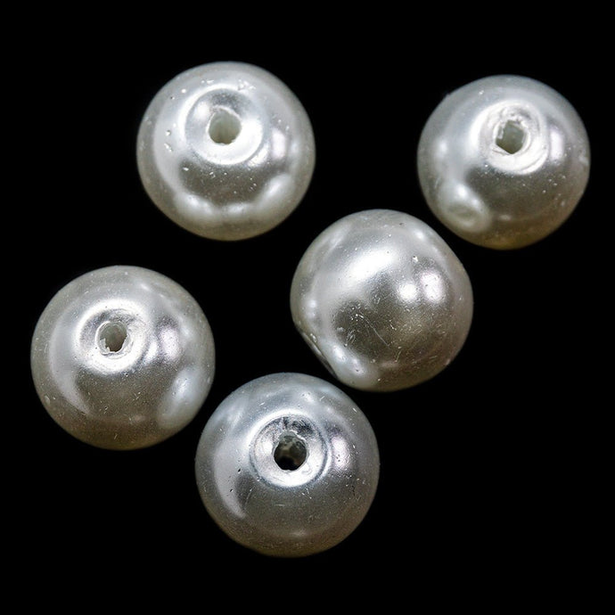 Pearlised Glass Pearl 10mm White - Affordable Jewellery Supplies