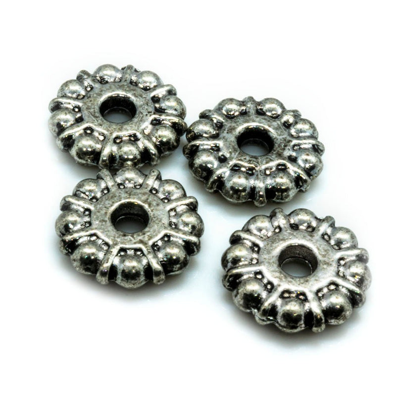 Load image into Gallery viewer, Rondelle Wheel With Dots 8mm - 9mm Tibetan silver - Affordable Jewellery Supplies
