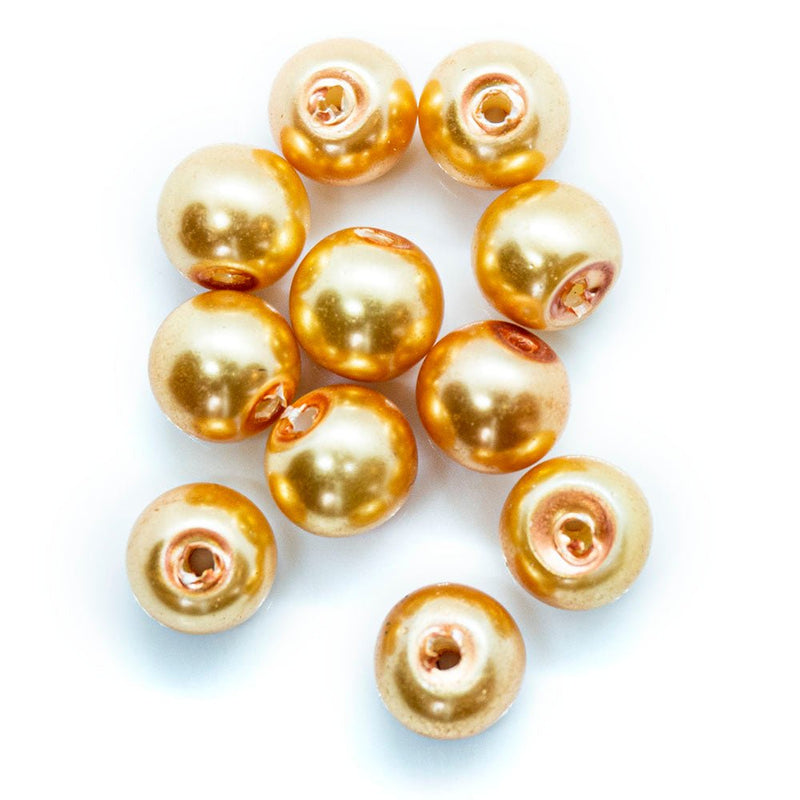 Load image into Gallery viewer, Coloured Glass Pearl Beads 6mm Gold - Affordable Jewellery Supplies
