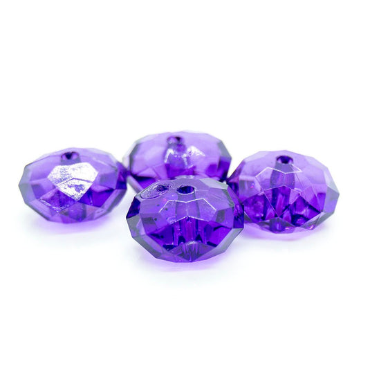 Acrylic Faceted Rondelle 12mm x 7mm Purple - Affordable Jewellery Supplies