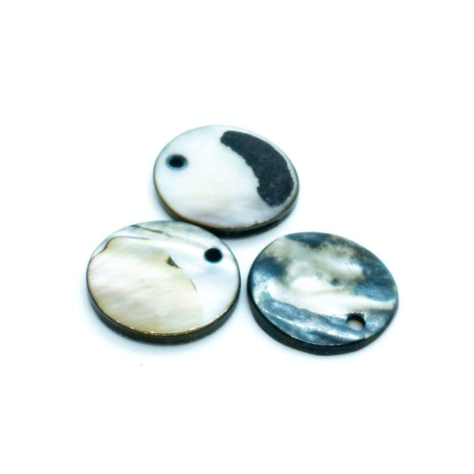 Shell Pendants (Drops) Round 15mm Black - Affordable Jewellery Supplies
