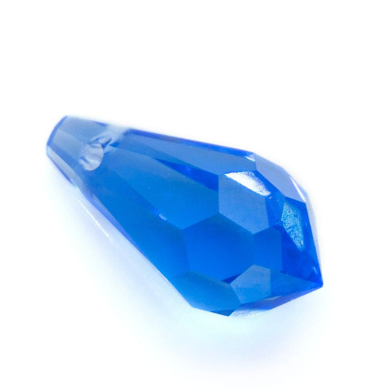 Load image into Gallery viewer, Glass Faceted Briolette 10mm x 5mm Capri Blue - Affordable Jewellery Supplies
