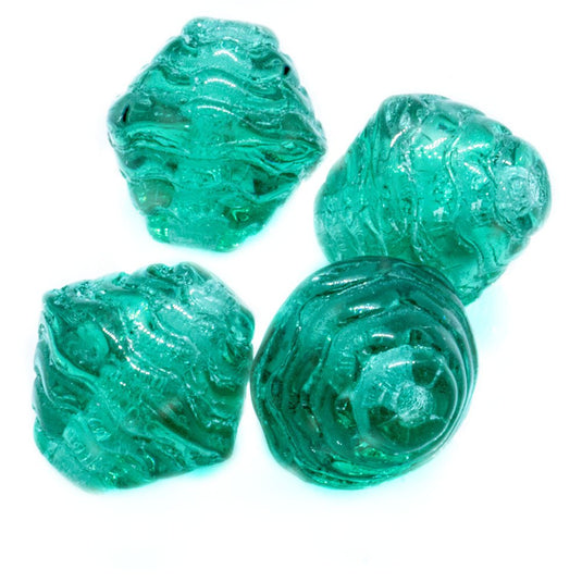 Czech Glass Wavy Rondelle 8mm x 8mm Light Emerald - Affordable Jewellery Supplies