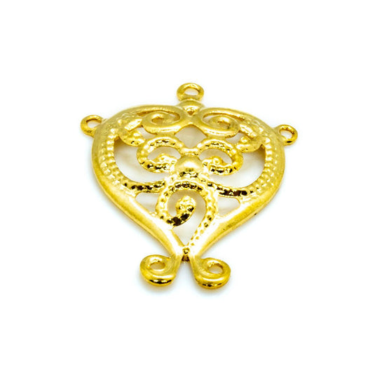 Filigree Heart With Swirl Charm 15mm x 13mm Gold - Affordable Jewellery Supplies