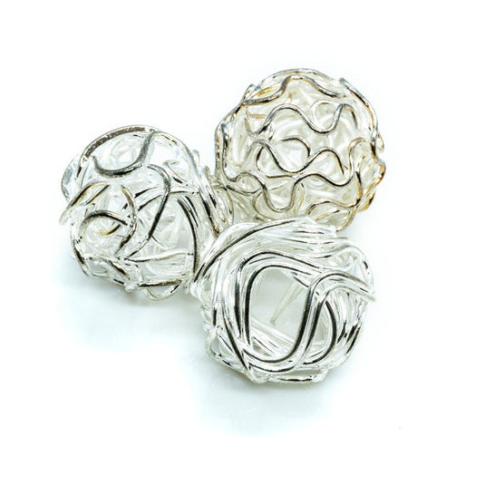 Woven Ball 15mm Silver - Affordable Jewellery Supplies