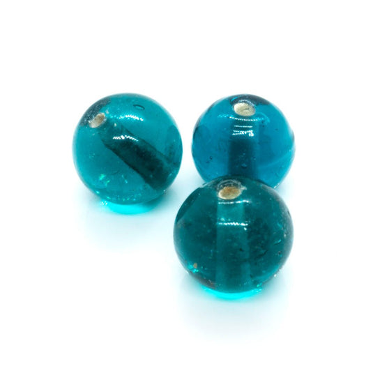 Indian Glass Lampwork Transparent Round 12mm Emerald - Affordable Jewellery Supplies