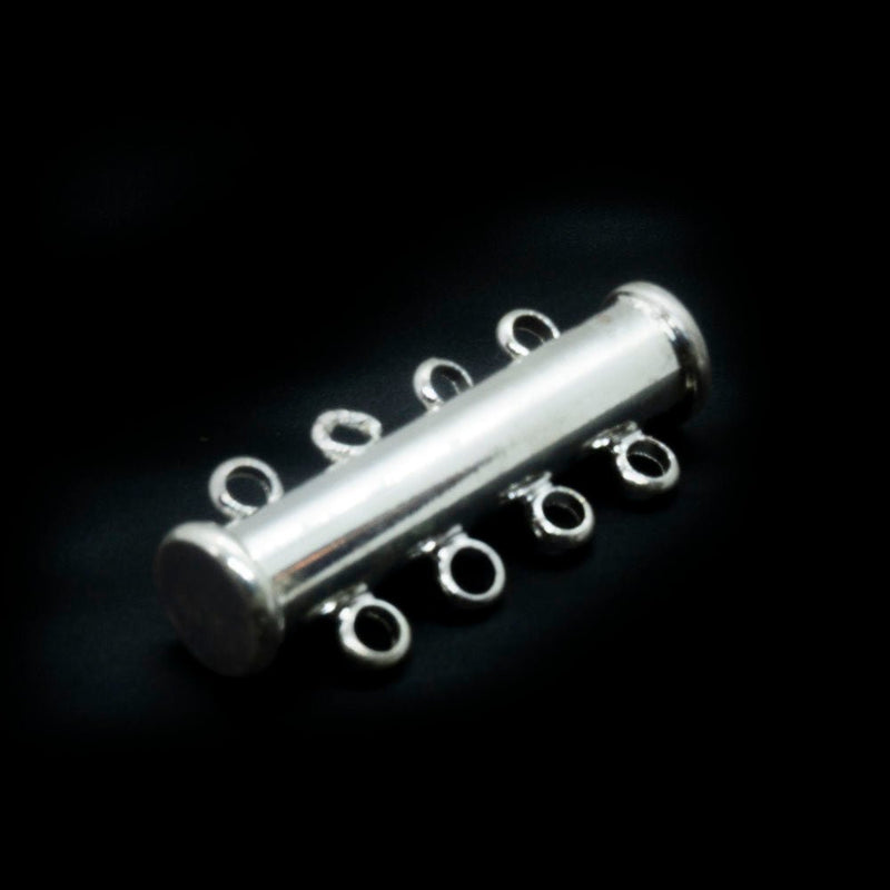 Load image into Gallery viewer, Magnetic Slide Lock Tube Clasp 26mm x 10mm Platinum - Nickel Free - Affordable Jewellery Supplies
