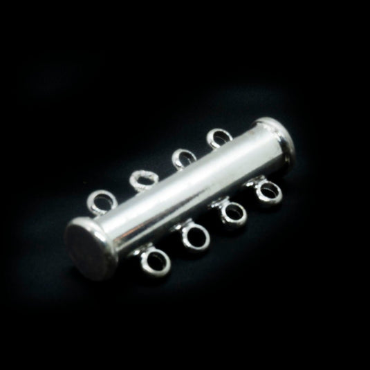 Magnetic Slide Lock Tube Clasp 26mm x 10mm Platinum - Nickel Free - Affordable Jewellery Supplies