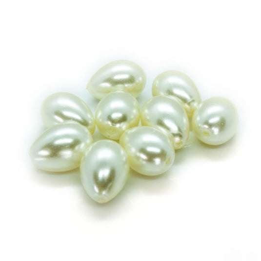 Glass Pearl Teardrop Beads 9mm x 7mm Wheat - Affordable Jewellery Supplies
