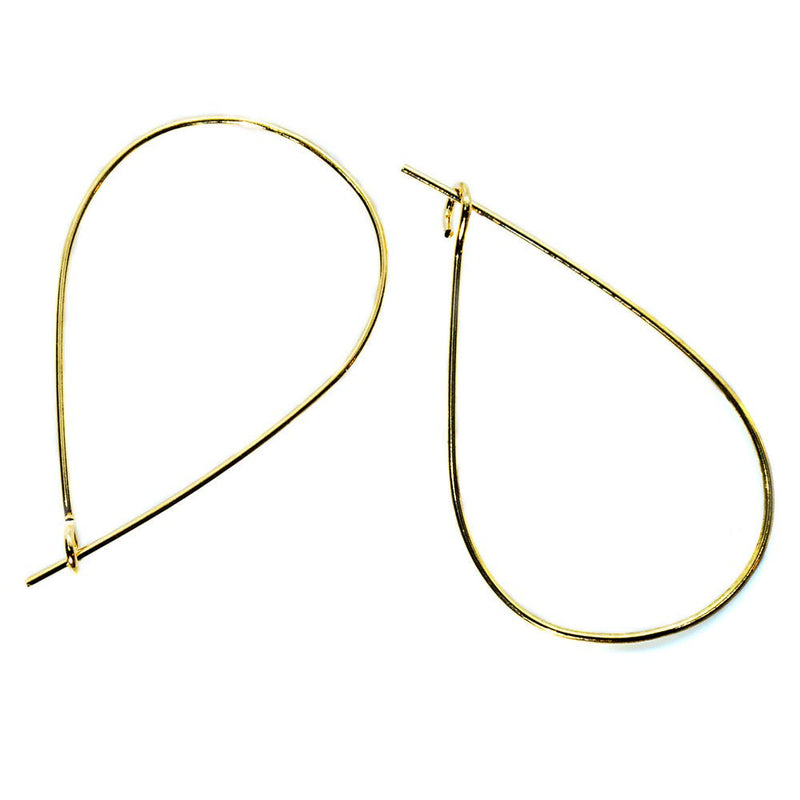 Load image into Gallery viewer, Teardrop Hoop Earwire 27mm x 17mm Gold - Affordable Jewellery Supplies
