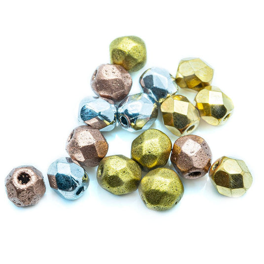 Czech Glass Firepolished Faceted Round 4mm Gold Matt - Affordable Jewellery Supplies