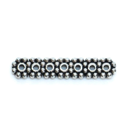 Tibetan Style Seven-Hole Spacer Bar 23mm x 4mm Antique Silver - Affordable Jewellery Supplies