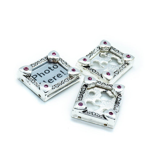Spacer Bead with Swarovski - Photo Frame 20mm x 17mm Silver - Affordable Jewellery Supplies