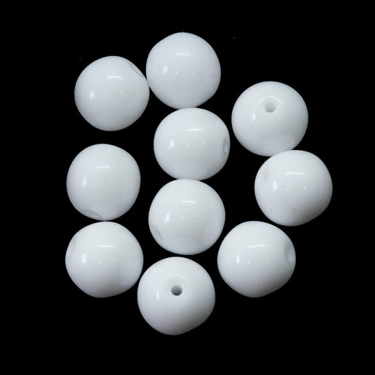 Czech Glass Druk Round 8mm White Opaque - Affordable Jewellery Supplies
