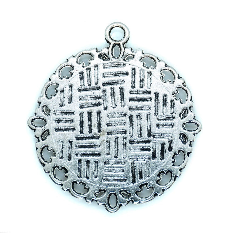 Load image into Gallery viewer, Ornate Pendant Cabochon Setting 34mm Antique Silver - Affordable Jewellery Supplies

