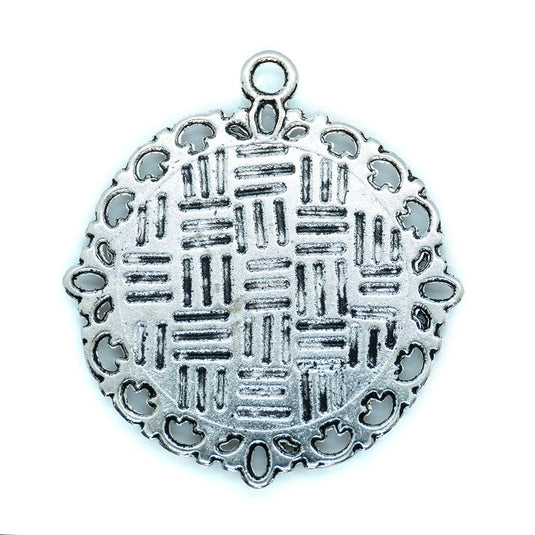 Ornate Pendant Cabochon Setting 34mm Antique Silver - Affordable Jewellery Supplies