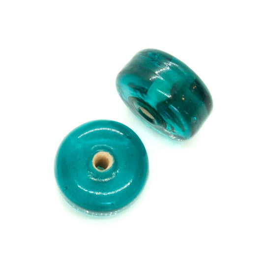 Indian Glass Lampwork Wheel 12mm x 6mm Teal - Affordable Jewellery Supplies