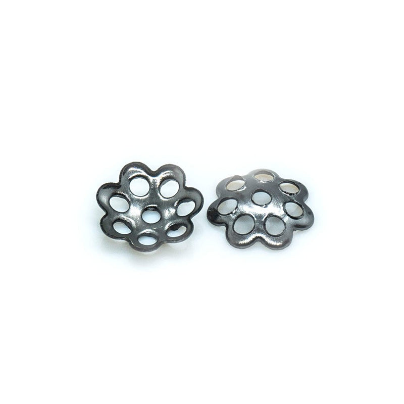 Load image into Gallery viewer, Bead Caps Flower 6mm Black - Affordable Jewellery Supplies
