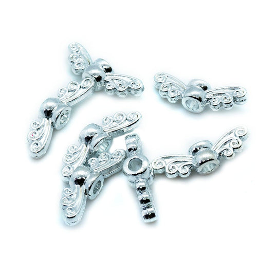 Tibetan Style Fairy Wing Beads 14mm x 4mm Silver - Affordable Jewellery Supplies
