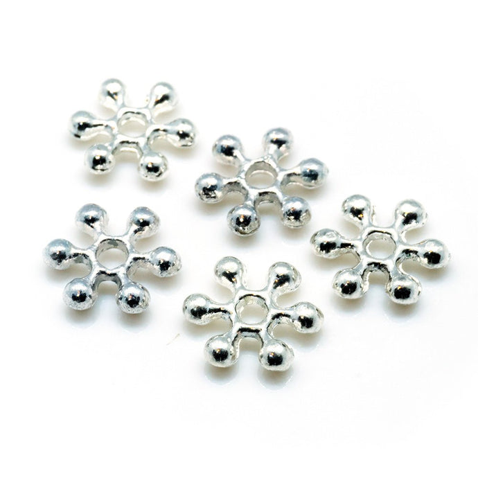 Snowflake Metal Spacer Beads 8mm x 1mm Silver - Affordable Jewellery Supplies