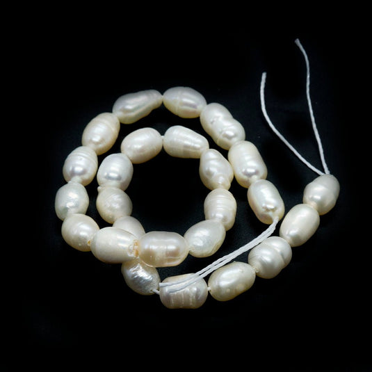 Natural Cultured Freshwater Pearls - Rice 6-7mm x 5-5.5mm Seashell - Affordable Jewellery Supplies