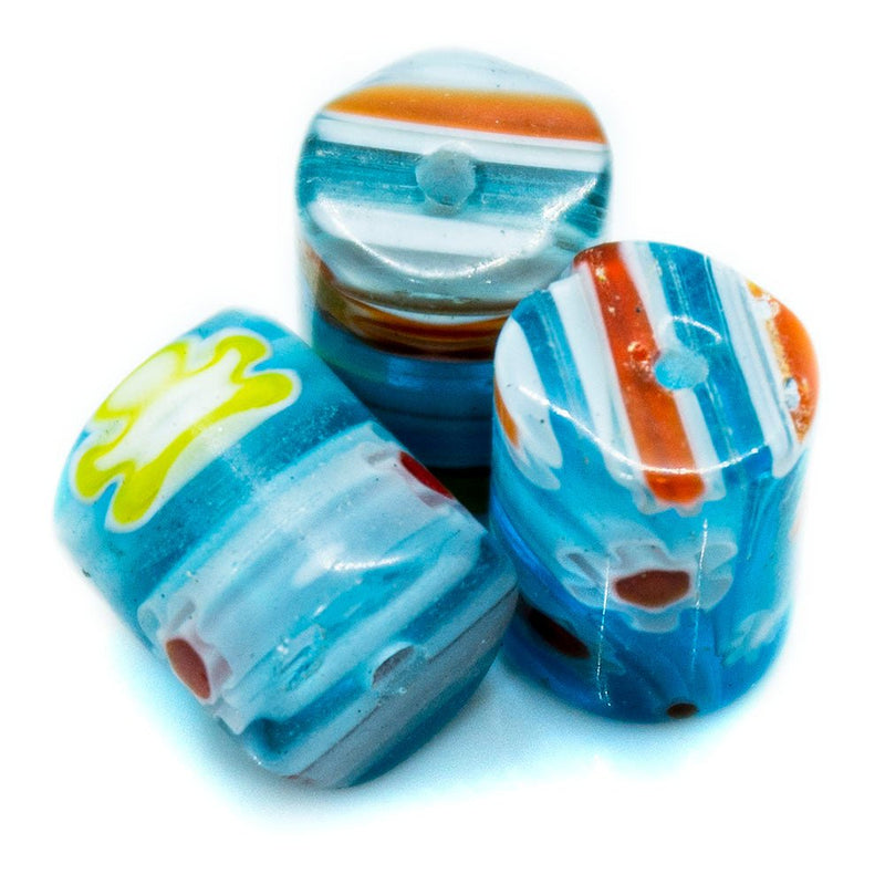 Load image into Gallery viewer, Millefiori Glass Tubes 10mm x 8mm Aqua - Affordable Jewellery Supplies
