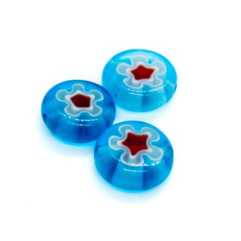 Load image into Gallery viewer, Millefiori Glass Coin Bead 10mm Turquoise - Affordable Jewellery Supplies

