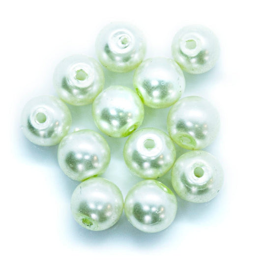 Coloured Glass Pearl Beads 6mm Lime Silver - Affordable Jewellery Supplies