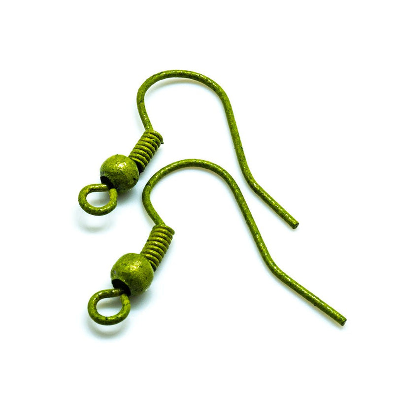 Load image into Gallery viewer, Coloured Earhooks 18mm Olive green - Affordable Jewellery Supplies
