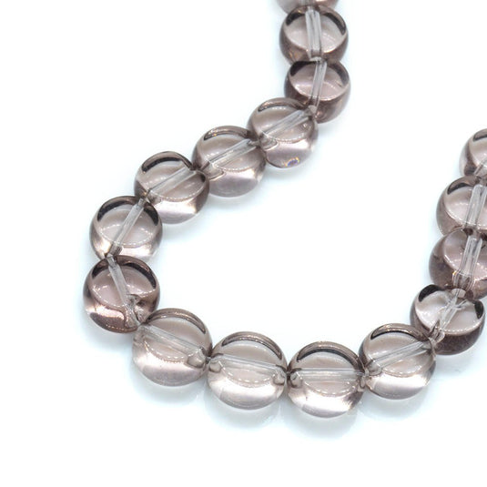 Flat Round Glass Beads Strands 6mm x 34cm length Light amethyst - Affordable Jewellery Supplies