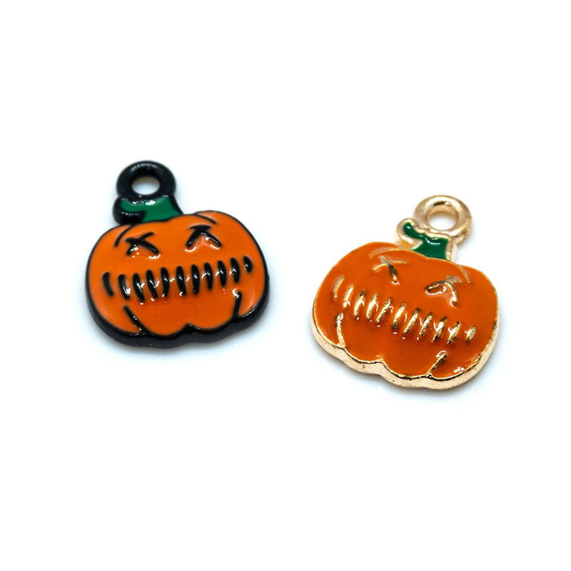 Load image into Gallery viewer, Small Pumpkin Charm 16mm x 12mm Black and Orange - Affordable Jewellery Supplies
