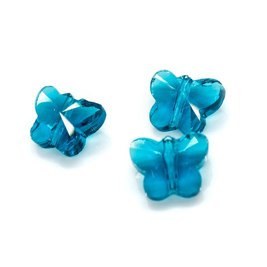 Transparent Faceted Glass Butterfly 10mm x 8mm x 6mm Dodger Blue - Affordable Jewellery Supplies