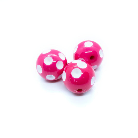Bubblegum Acrylic Polka Dot Beads 20mm Hot Pink - Affordable Jewellery Supplies