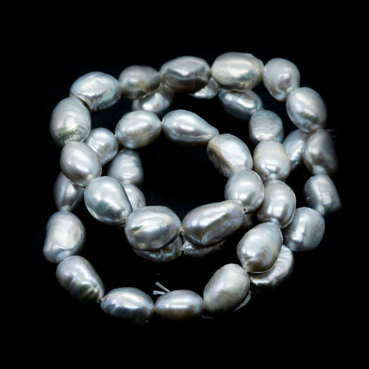 Electroplated Natural Cultured Freshwater Pearls - Two-Sides Polished 8-10mm x 7-9mm Gainsboro (Silver Grey) - AJS