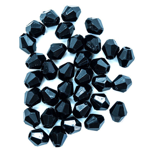 Acrylic Bicone 6mm Black - Affordable Jewellery Supplies