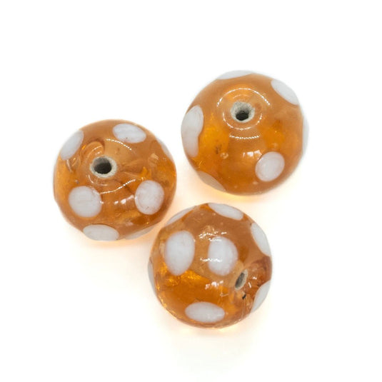 Indian Glass Lampwork Round with Spots 13mm Peach - Affordable Jewellery Supplies
