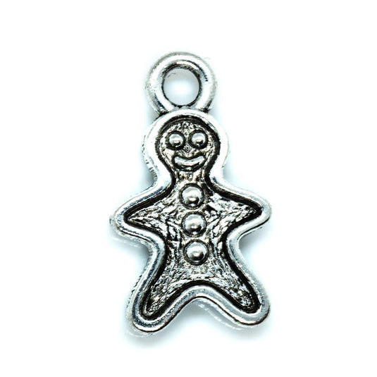 Gingerbread Man Charm 19mm x 11mm x 3mm Antique Silver - Affordable Jewellery Supplies