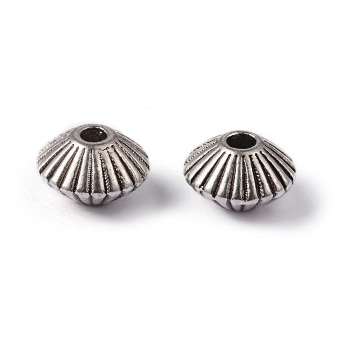 Tibetan Style Alloy Bicone 7.5mm x 4.6mm Antique Silver - Affordable Jewellery Supplies