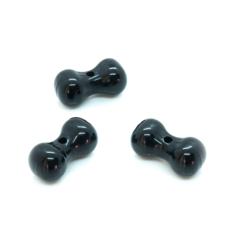 Load image into Gallery viewer, Acrylic Dumbbell 17.5mm Black - Affordable Jewellery Supplies
