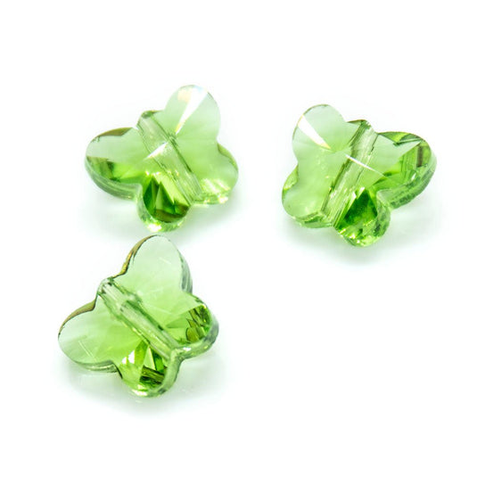 Transparent Faceted Glass Butterfly 10mm x 8mm x 6mm Pale Green - Affordable Jewellery Supplies