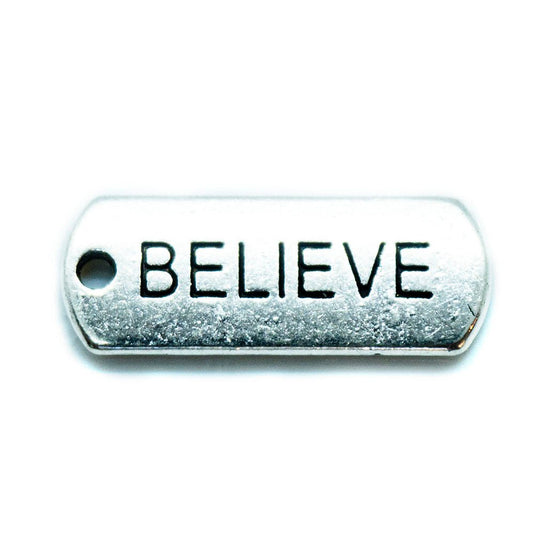 Inspirational Message Pendant 21mm x 8mm x 2mm Believe - Affordable Jewellery Supplies