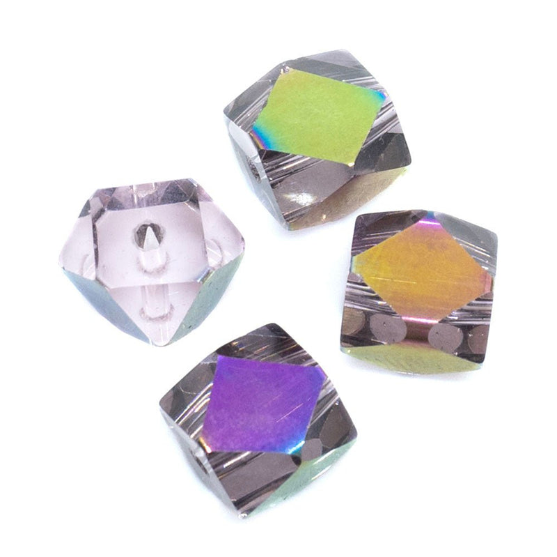 Load image into Gallery viewer, Faceted Cube Bead with AB Finish 8mm Rose AB - Affordable Jewellery Supplies
