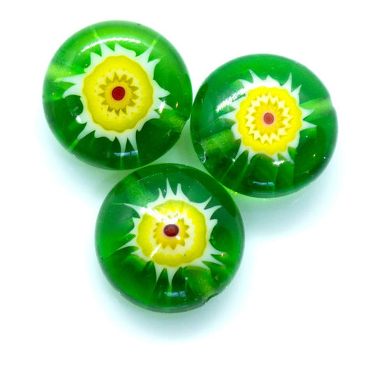 Millefiori Glass Coin Bead 8mm Emerald - Affordable Jewellery Supplies