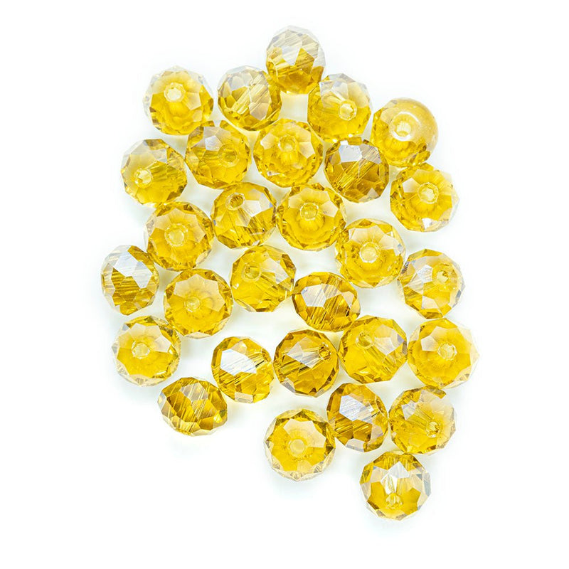 Load image into Gallery viewer, Electroplated Glass Faceted Rondelle 8mm x 6mm Topaz - Affordable Jewellery Supplies

